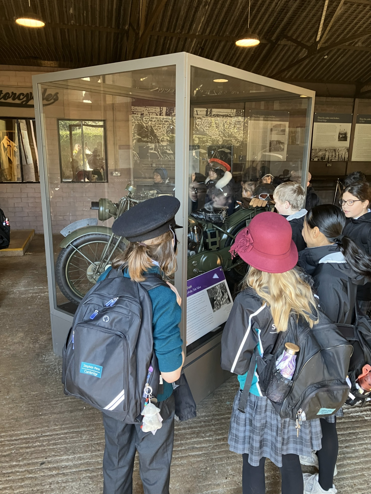 Pupils exploring the exhibitions at Bletchley Park