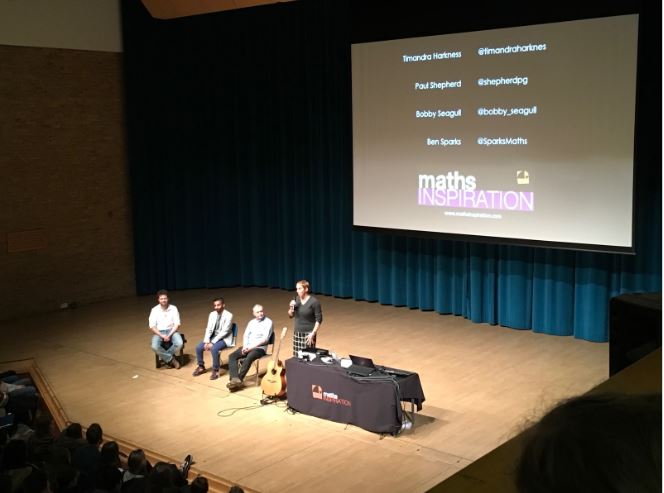 The presenters onstage at Maths Inspiration